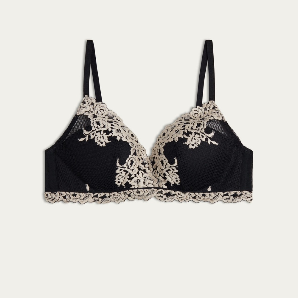 Intimissimi Pretty Flowers Fabiola Push Up Bra, black & ivory